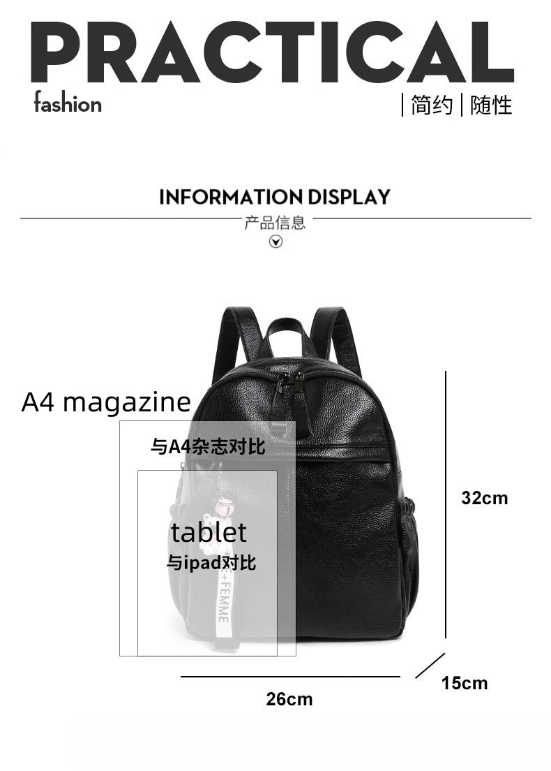 Waterproof PU Backpack - Large Capacity Travel Bookbag with Zip Top, Durable Student Backpack with Carry Handle