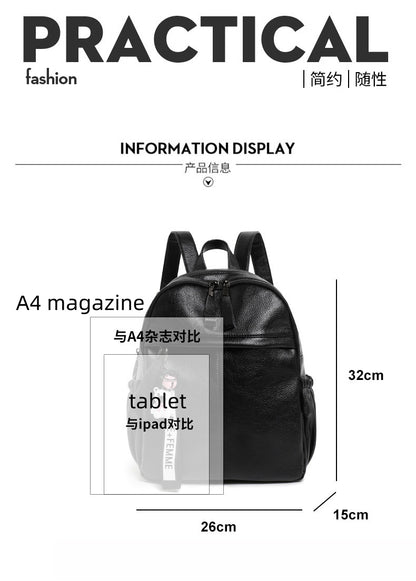 Waterproof PU Backpack - Large Capacity Travel Bookbag with Zip Top, Durable Student Backpack with Carry Handle