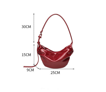 Ruched Hobo Crossbody Bag for Women, PU Leather Adjustable Underarm Shoulder Purse with Zipper Top