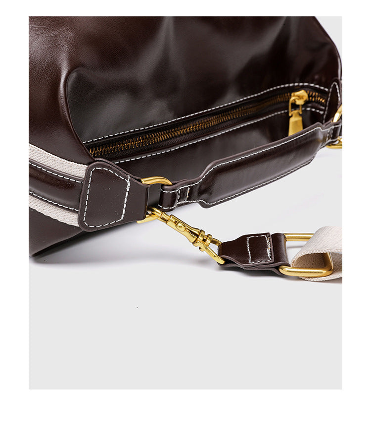 Pillow Shape Square Bag - Waxed PU Leather Zip Top Purse for Women, Convertible Shoulder Bag with 2 Detachable Straps