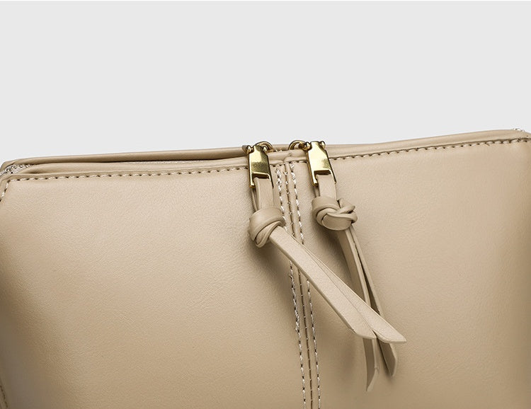 Double Zipper Shell Bag for Women - Lightweight Adjustable Crossbody Purse, Minimalist Commuter Bag with Detachable Strap