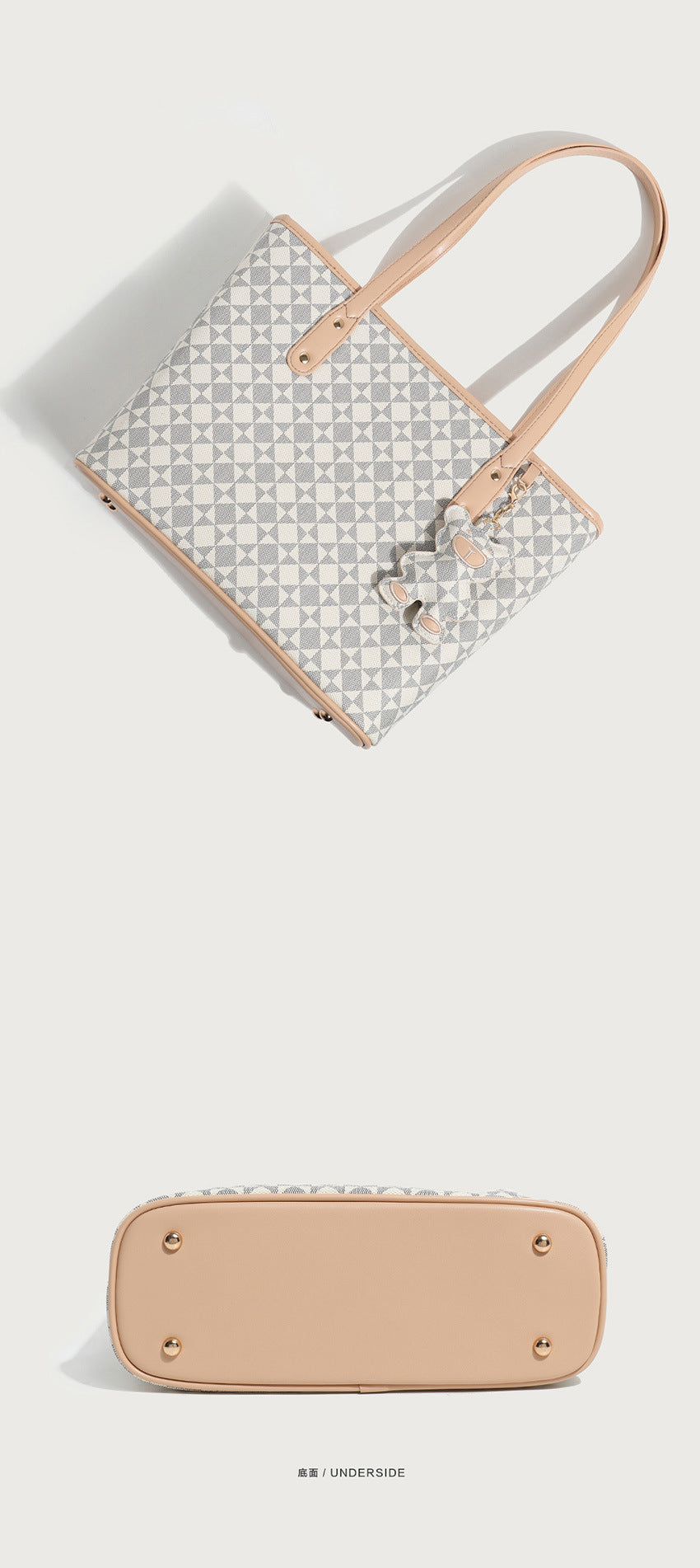 Urban Minimalist Tote Bag for Women - Waterproof PVC Commuter Bag with Multiple Pockets, Large Capacity Zip Top Shoulder Bag for College Students