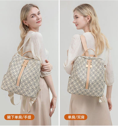 Large Capacity Print Checkerboard Travel Diaper Backpack with Detachable Organizer