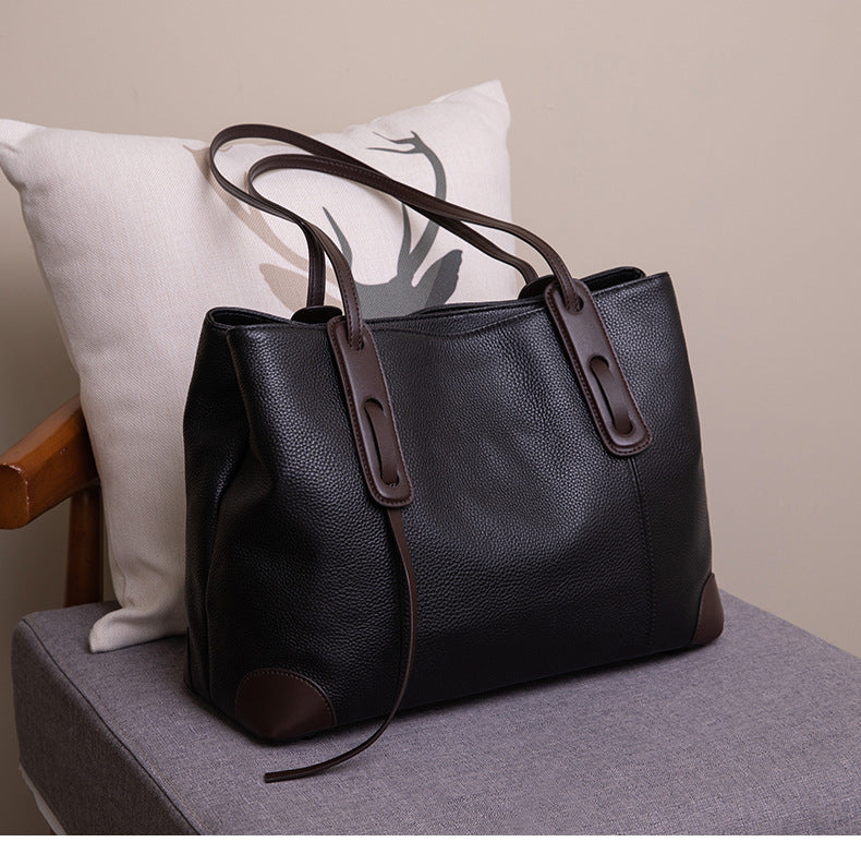 Horizontal Tote Bag for Women - Large Capacity PU Leather Zip Top Work Bag, Soft Structured Shoulder Tote for Commute