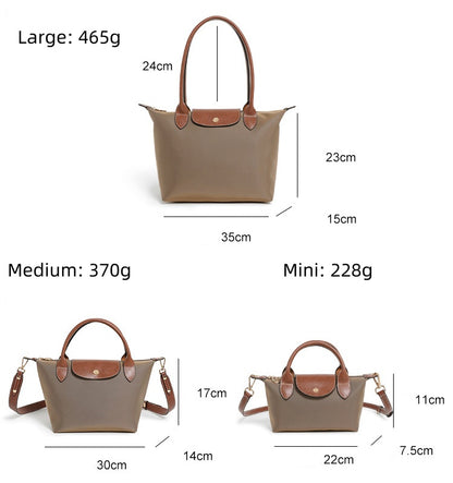 Urban Minimalist Hobo Bag - Nylon Crossbody Tote with Zip Top, Multi Sizes Shoulder Bag for Women, Canvas Casual Handbag