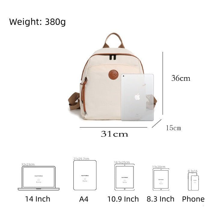 Oxford Lightweight Backpack for Women - Durable Zipper Top Travel Bag with Carry Handle, Water-Resistant Daypack