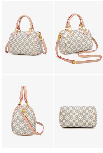 Vintage Boston Bag - PVC Pillow Style Shoulder Bag with Zipper, Retro Women's Purse with Top Handle