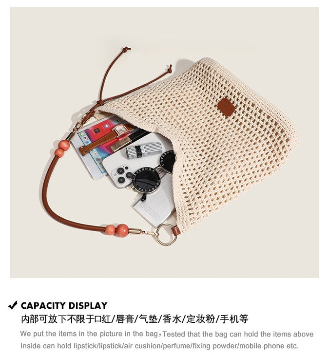 Beach Tote Bag for Women - Medium Women Natural Fiber Tote with Magnetic Closure, Cotton-Linen Vacation Bag for Resort Holiday