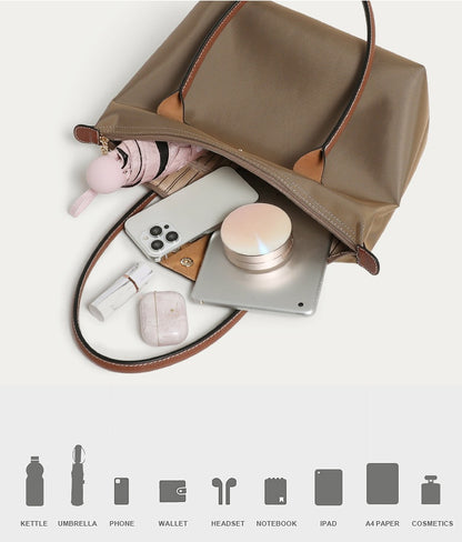 Urban Minimalist Hobo Bag - Nylon Crossbody Tote with Zip Top, Multi Sizes Shoulder Bag for Women, Canvas Casual Handbag