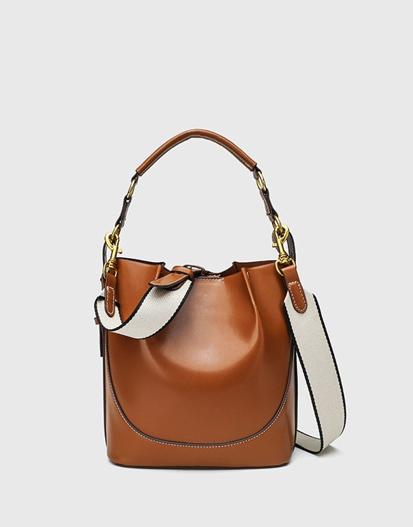 Vintage Ruched Bucket Bag - Large Capacity PU Bag with Magnetic Closure, Wide Strap Shoulder Bag for Women