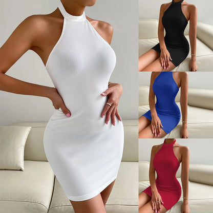 Halter Neck Backless Bodycon Dress for Women, Sexy Party Sleeveless Stand Collar Bandage Dress