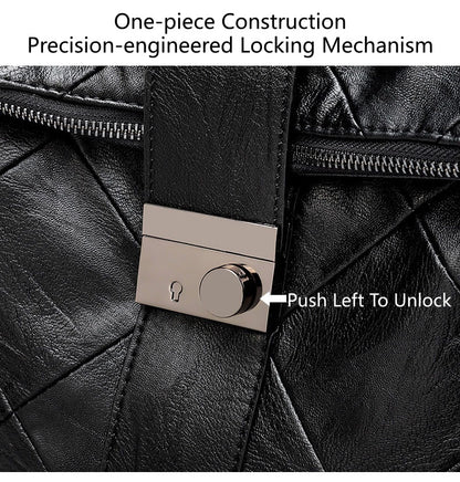 Women's Lock Secure Backpack with Multiple Pockets, Structured Soft Leather Travel Rucksack and Top Handle