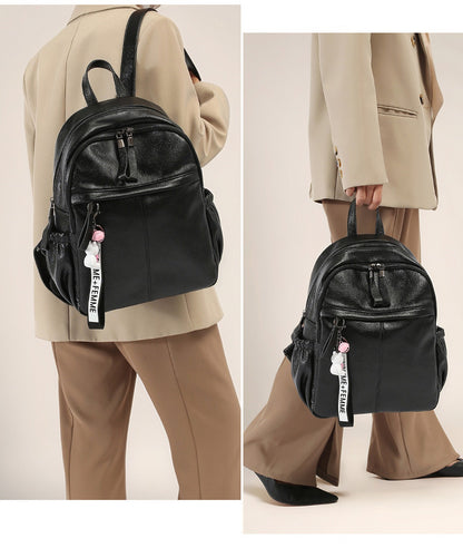 Waterproof PU Backpack - Large Capacity Travel Bookbag with Zip Top, Durable Student Backpack with Carry Handle