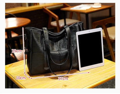 Luxury Genuine Leather Tote Bag for Women - Large Soft Zip Top Work Bag with Detachable Chain Strap Pouch