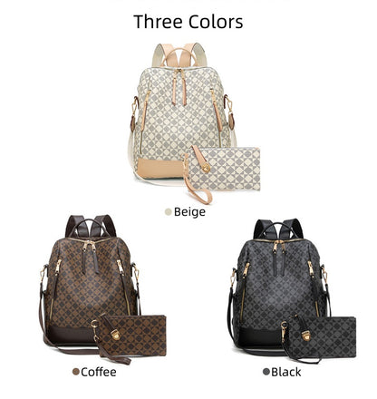 PVC Checkerboard Print Backpack - Waterproof Multi-functional Mommy Bag with Detachable Organizer, Travel Tote with Shoulder Strap