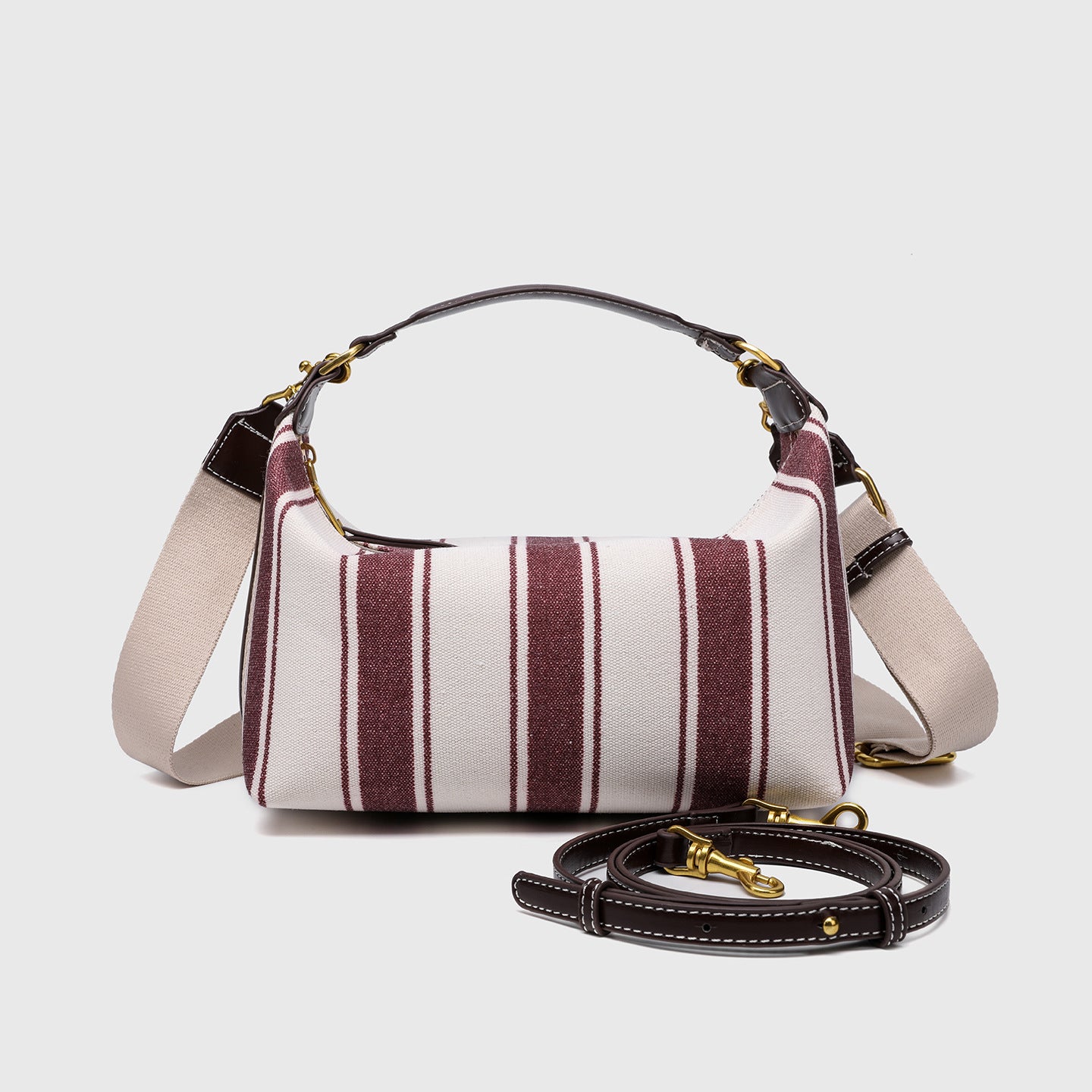 Pillow Shape Square Bag - Waxed PU Leather Zip Top Purse for Women, Convertible Shoulder Bag with 2 Detachable Straps