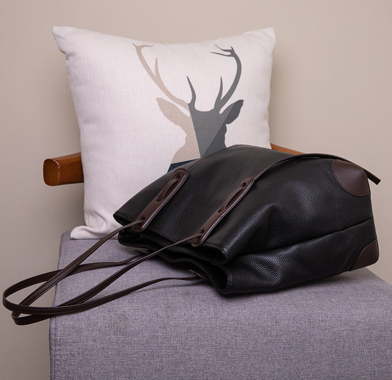 Horizontal Tote Bag for Women - Large Capacity PU Leather Zip Top Work Bag, Soft Structured Shoulder Tote for Commute