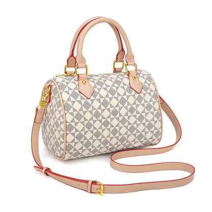 Vintage Boston Bag - PVC Pillow Style Shoulder Bag with Zipper, Retro Women's Purse with Top Handle