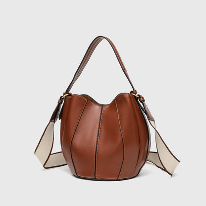 Bucket Shape Tote Bag for Women - Pumpkin Style Drawstring Closure with Magnetic Snap, Convertible Shoulder Bag and Mommy Bag