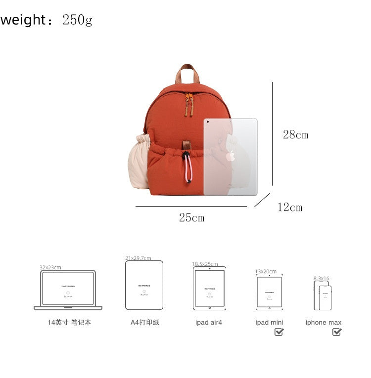 Nappa Leather Backpack for Women - Foldable Lightweight Waterproof Daypack, Commuter & Hiking Bag
