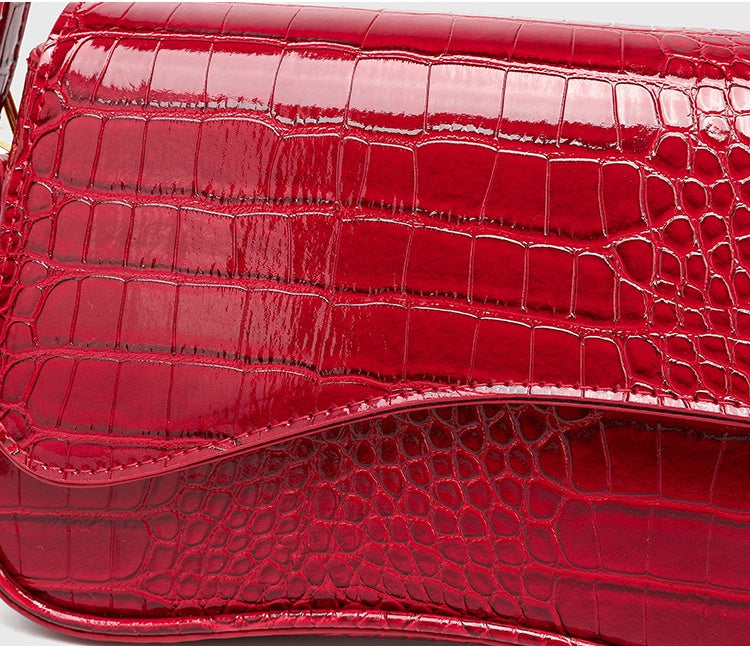 Scale Pattern Square Bag - PU Flap Top Purse with Magnetic Closure, Adjustable Detachable Shoulder Strap