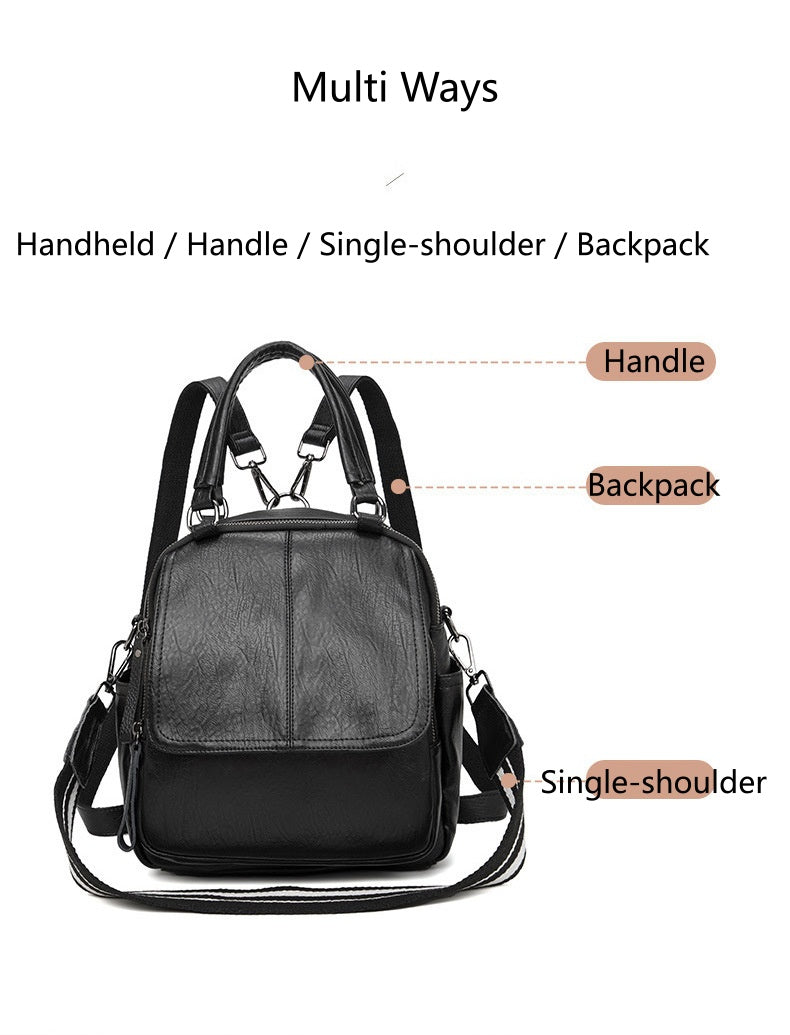 Women's Vertical Square Backpack, Waterproof Lightweight Multi-Pocket Bag with Shoulder Strap and Top Handle