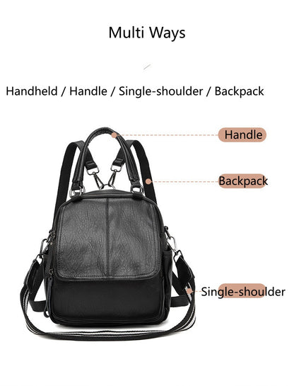 Women's Vertical Square Backpack, Waterproof Lightweight Multi-Pocket Bag with Shoulder Strap and Top Handle