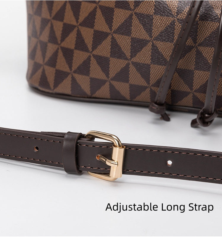 Large Capacity PU Bucket Bag for Women - Korean Style Drawstring Tote with Adjustable Strap, Commuter Shoulder Bag