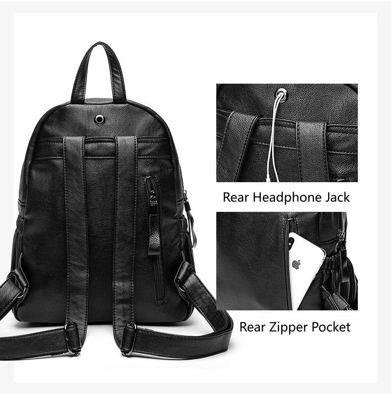 Women's Waterproof Pebbled Backpack, Multi-Layer Anti-Theft Bag with Dual Zippers & Carry Handle