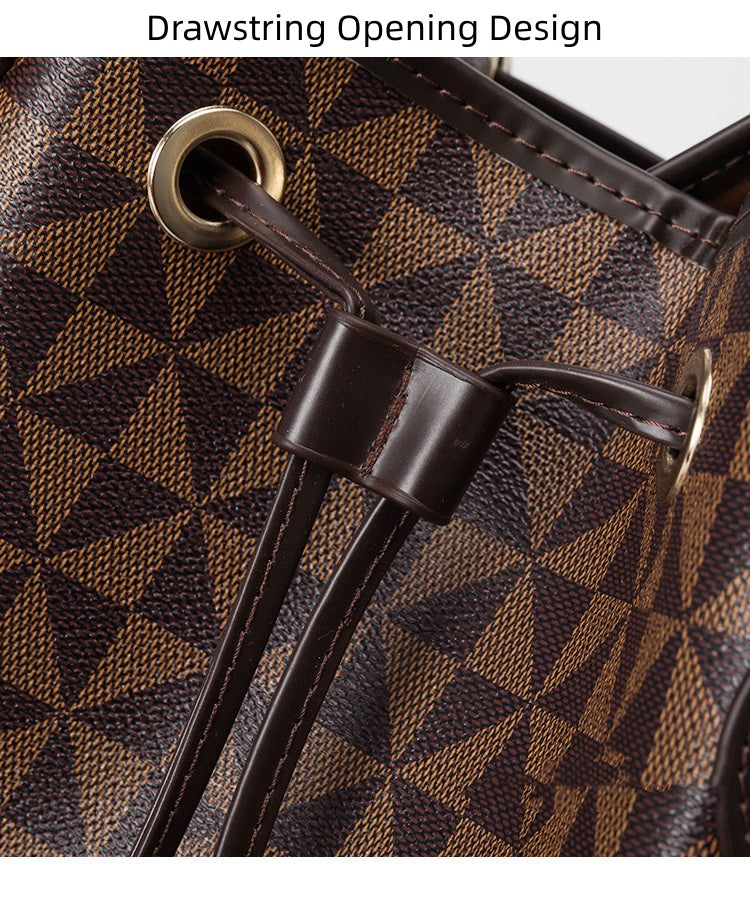 Large Capacity PU Bucket Bag for Women - Korean Style Drawstring Tote with Adjustable Strap, Commuter Shoulder Bag