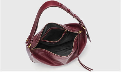 Vintage PU Shoulder Bag - Zipper Top Hobo Purse with Detachable Strap, Adjustable Underarm Bag
