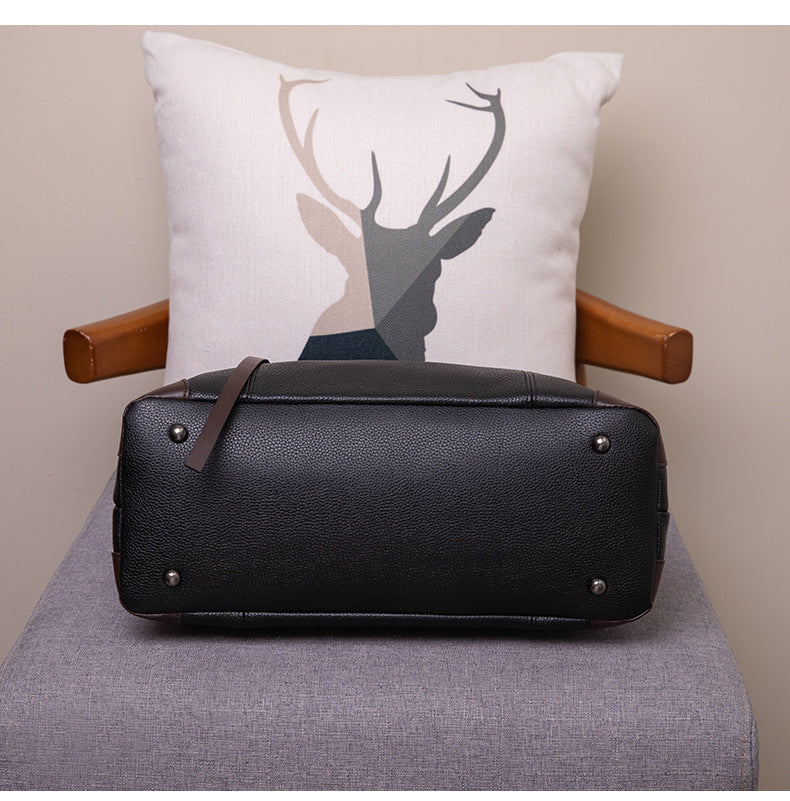 Horizontal Tote Bag for Women - Large Capacity PU Leather Zip Top Work Bag, Soft Structured Shoulder Tote for Commute