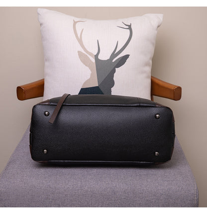 Horizontal Tote Bag for Women - Large Capacity PU Leather Zip Top Work Bag, Soft Structured Shoulder Tote for Commute