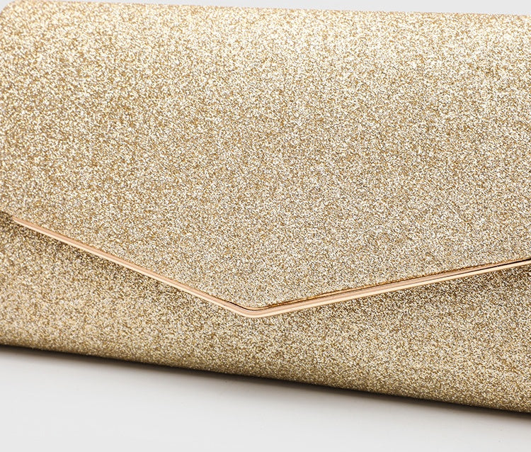 Horizontal Square Clutch Bag for Women, Elegant Polyester Evening Purse with Detachable Chain Strap