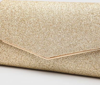 Horizontal Square Clutch Bag for Women, Elegant Polyester Evening Purse with Detachable Chain Strap