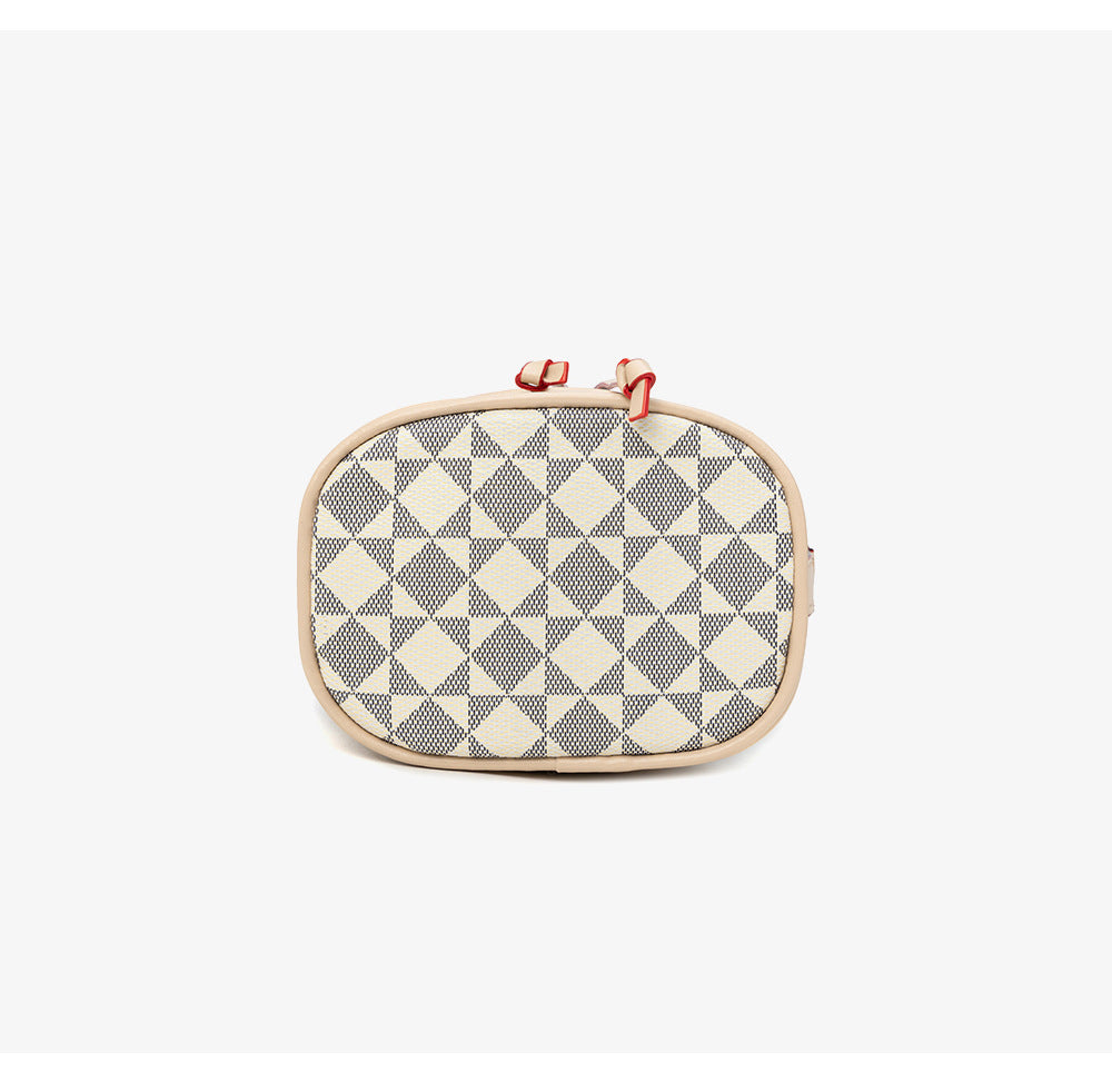 Drawstring Bucket Bag for Women - Adjustable PVC Crossbody Purse, Small Printed Shoulder Bag with Detachable Strap