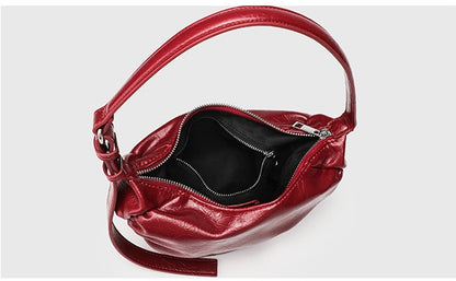 Ruched Hobo Crossbody Bag for Women, PU Leather Adjustable Underarm Shoulder Purse with Zipper Top