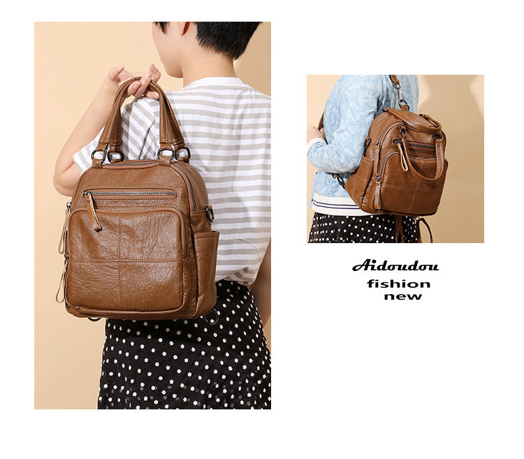 Convertible 3-Way Tote Bag for Women - Soft Vegan Leather Rectangle Zip Top Organizer with Multi-Pocket Panels