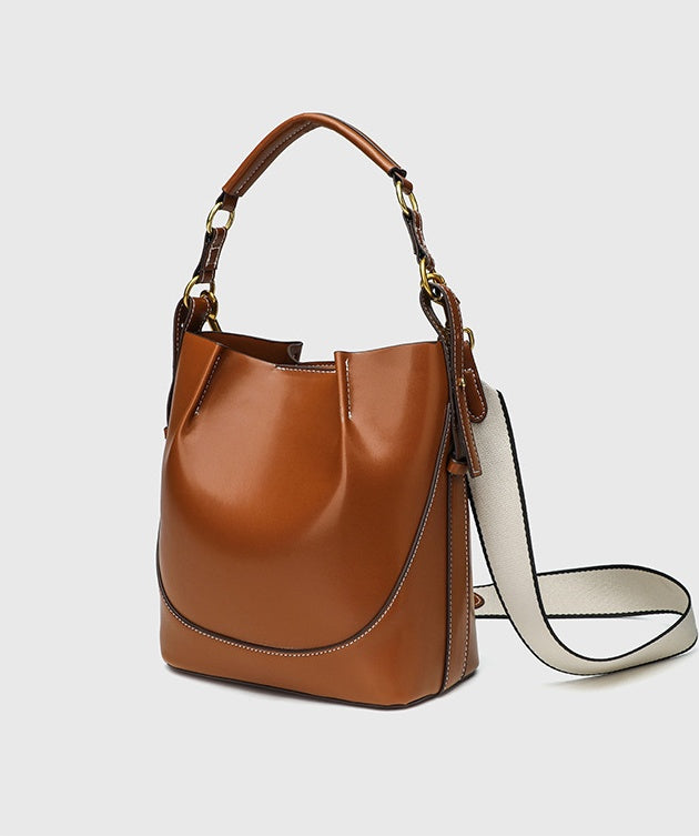 Vintage Ruched Bucket Bag - Large Capacity PU Bag with Magnetic Closure, Wide Strap Shoulder Bag for Women