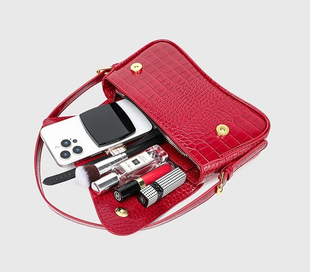 Scale Pattern Square Bag - PU Flap Top Purse with Magnetic Closure, Adjustable Detachable Shoulder Strap