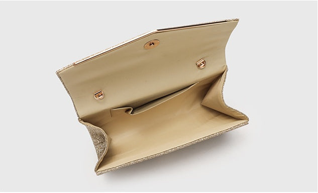 Horizontal Square Clutch Bag for Women, Elegant Polyester Evening Purse with Detachable Chain Strap