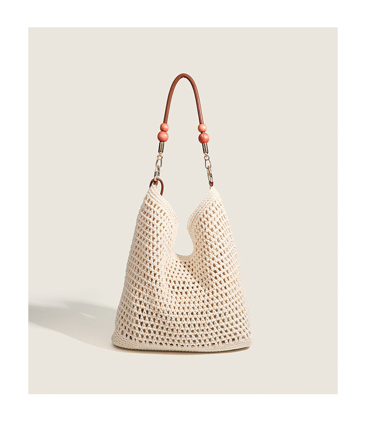 Beach Tote Bag for Women - Medium Women Natural Fiber Tote with Magnetic Closure, Cotton-Linen Vacation Bag for Resort Holiday