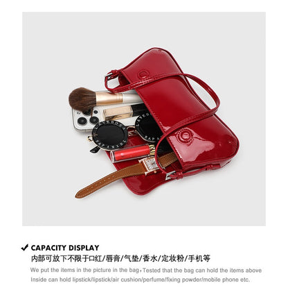 French Style Underarm Bag - PU Horizontal Square Flap Purse, Vintage Shoulder Bag with Adjustable Crossbody Strap