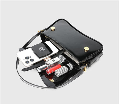 Flap Closure Shoulder Bag - PU Simple Women's Horizontal Square Purse, Underarm Crossbody Bag with 2 Detachable Straps