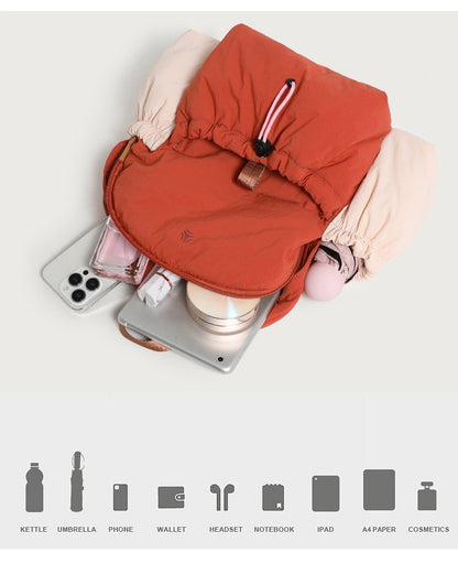 Nappa Leather Backpack for Women - Foldable Lightweight Waterproof Daypack, Commuter & Hiking Bag