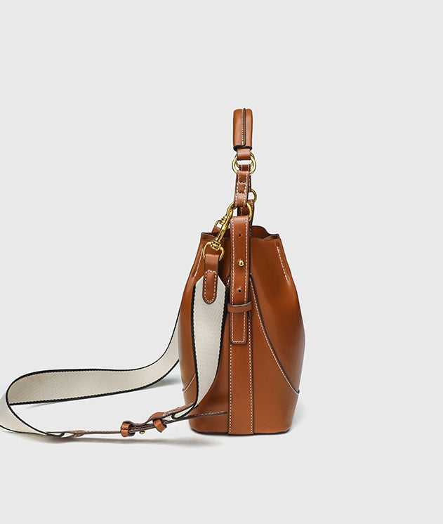 Vintage Ruched Bucket Bag - Large Capacity PU Bag with Magnetic Closure, Wide Strap Shoulder Bag for Women