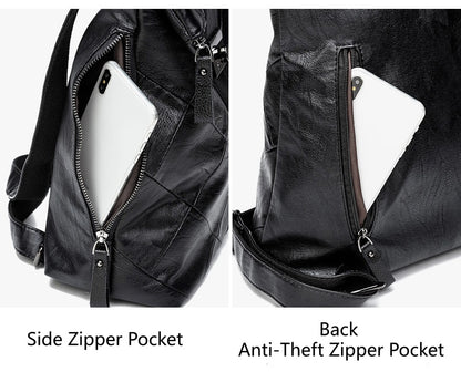 Women's Lock Secure Backpack with Multiple Pockets, Structured Soft Leather Travel Rucksack and Top Handle