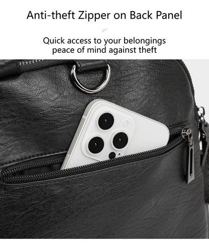 Women's Vertical Square Backpack, Waterproof Lightweight Multi-Pocket Bag with Shoulder Strap and Top Handle