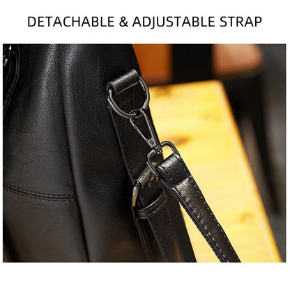 Luxury Genuine Leather Tote Bag for Women - Large Soft Zip Top Work Bag with Detachable Chain Strap Pouch