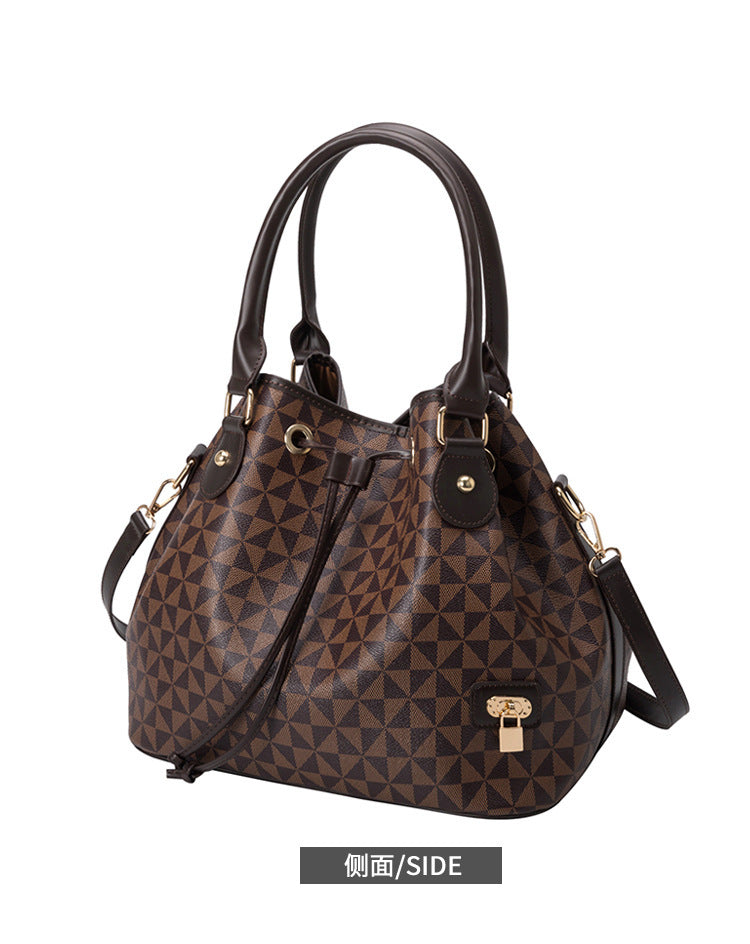 Large Capacity PU Bucket Bag for Women - Korean Style Drawstring Tote with Adjustable Strap, Commuter Shoulder Bag